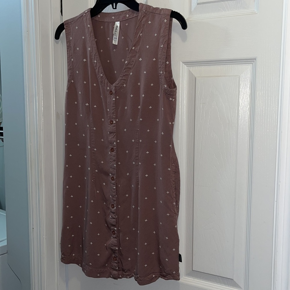 Rvca Fairness Button Front Mauve Cross Print Pock… - image 4